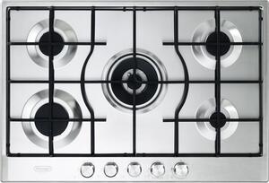 De Longhi Piano Cottura 5 Fuochi a Gas da Incasso (1 Bruciatore Tripla Corona) Larghezza 75 cm materiale/colore Acciaio Inox - SLF 575 LX Serie Slim