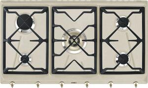 Smeg Piano Cottura 5 Fuochi a Gas da Incasso 90 cm Griglie in Ghisa colore Avena - SRV896AVOGH2