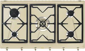 Smeg Piano Cottura 5 Fuochi a Gas da Incasso 90 cm Griglie in Ghisa colore Panna - SRV896POGH