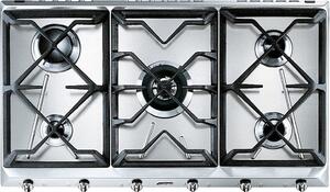Smeg Piano Cottura 5 Fuochi a gas da Incasso Larghezza 90 cm colore Inox - SRV596GH5 Serie Contemporanea