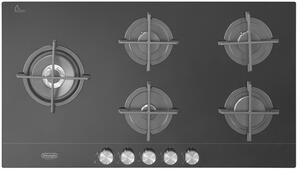 De Longhi Piano Cottura 5 Fuochi a gas da Incasso Larghezza 90 cm in vetroceramica colore Nero - NSL590DNCM
