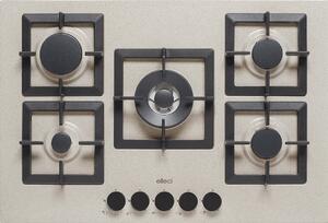 ELLECI Piano Cottura 5 Fuochi a gas da Incasso Larghezza 75 cm Materiale Granitek colore Tortora G43 - PGSP75143CS - Plano 75 TCC
