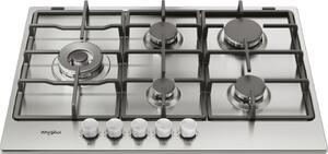 Whirlpool Piano Cottura 5 Fuochi a Gas Larghezza 73 cm Griglie in Ghisa colore Acciaio Inox - KGML 761 IX