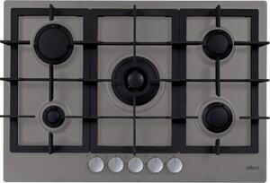 ELLECI Piano Cottura 5 Fuochi a Gas Larghezza 75 cm (1 Bruciatore Tripla Corona) in Granitek colore Grigio Colomba - PKPP75193CS Plano Plus 75 K93