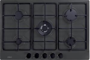 ELLECI Piano Cottura 5 Fuochi a Gas Larghezza 75 cm (1 Bruciatore Tripla Corona) in Granitek colore Antracite - PGSS75359CB Style 75 G59
