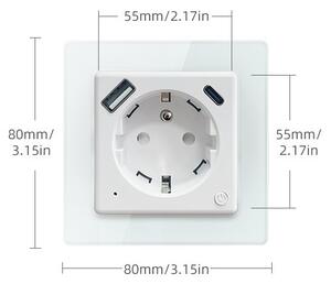 Immax NEO 07553L - Presa intelligente di tipo E 16A/230V + 1x USB-A + 1x USB-C PD 20W