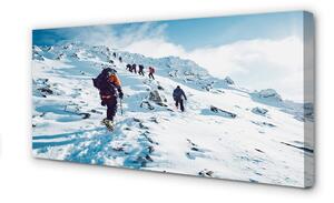 Quadro su tela Arrampicata in montagna inverno 100x50 cm