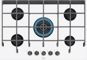 Aeg Piano Cottura 5 Fuochi a Gas Larghezza 75 cm (1 Bruciatore Wok) in Vetroceramica colore Bianco - HVB75820IW