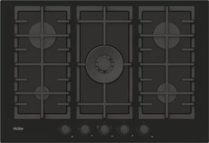 Haier Piano Cottura 5 Fuochi a Gas Larghezza 75 cm in Vetro Temperato colore Nero - HAVG75S2BPB Series 2