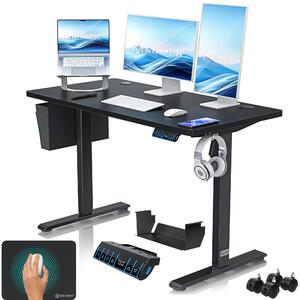 Scrivania KESSER® elettrica e regolabile in altezza, scrivania per computer ergonomica per lavorare in piedi o seduti, 3 impostazioni di memoria, rotelle a 360°, porta di ricarica USB, 120x60 cm, nera