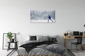 Quadro su tela Forest Winter Snow Man 100x50 cm