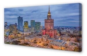 Quadro su tela Sunset panorama di Varsavia 100x50 cm