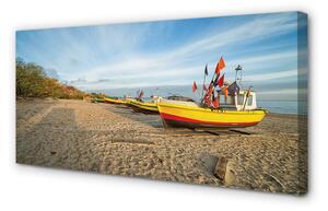 Stampa quadro su tela Barca sulla spiaggia di Darńsk Sea 100x50 cm