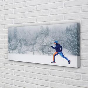 Quadro su tela Forest Winter Snow Man 100x50 cm