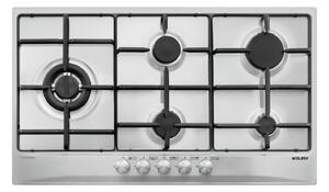 Glem Gas Piano Cottura 5 Fuochi a Gas Larghezza 86 cm (1 Bruciatore Wok) in Acciaio Inox colore Inox - GT95TIX