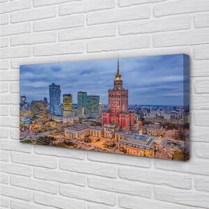 Quadro su tela Sunset panorama di Varsavia 100x50 cm