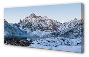 Quadro su tela Montagne Lago di neve invernale 100x50 cm