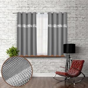Tenda su anelli con zirconi 140x160 cm grigio scuro