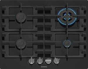 Siemens Piano Cottura a Gas 4 Fuochi (1 Bruciatore Wok) Larghezza 60 cm in Vetro colore Nero - EN6B6HK40 iQ300