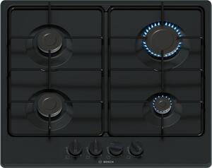 Bosch Piano Cottura a Gas 4 Fuochi 60 cm Acciaio Smaltato colore Nero serie 4 - PGP6B6K80