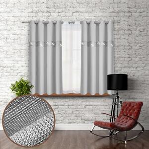 Tenda su anelli con zirconi 140x160 cm grigio chiaro