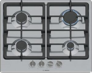 Bosch Piano Cottura a Gas 4 Fuochi 60 cm con Griglia in Ghisa colore Inox - PGP6B5K90