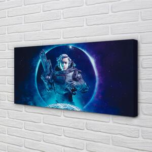 Stampa quadro su tela Space Woman Moon 100x50 cm