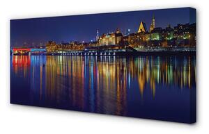 Quadro su tela Warsaw River Bridge Night City 100x50 cm