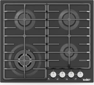Samet Piano Cottura a Gas 4 Fuochi 60 cm Materiale Vetro colore Nero - NewVesuvio60NE