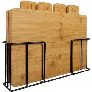 Set 4 tavole da cucina in bambù per il taglio di 30 cm + stand