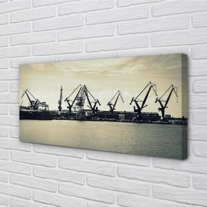Quadro su tela Fiume Crane del cantiere navale di pulita 100x50 cm