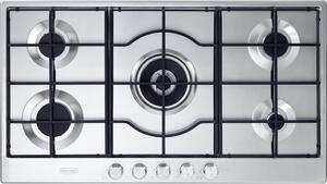 De Longhi Piano Cottura a Gas 5 Fuochi Larghezza 90 cm Colore Inox - SLF590LX
