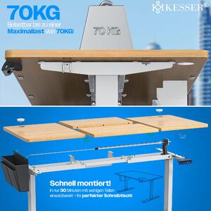 Scrivania KESSER® elettrica e regolabile in altezza, scrivania per computer ergonomica per lavorare in piedi o seduti, 3 impostazioni di memoria, rotelle a 360°, porta di ricarica USB, 160x70 cm, marrone