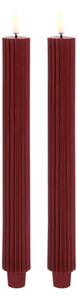 Uyuni - Candela a Cono LED Grooved 2-pack 3,2x25,5 cm Wine Rosso/Smooth Uyuni Lighting