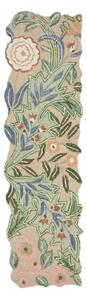 Passatoia verde in lana tessuta a mano 60x230 cm Bryony Shaped Floral - Flair Rugs