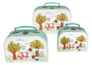 Organizer per giocattoli per bambini in cartone in set da 3 21x28x8 cm Woodland Friends - Rex London