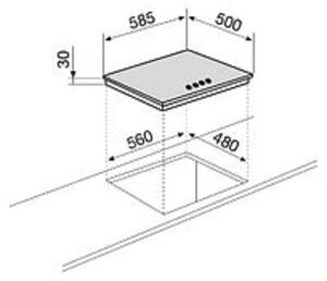 Glem Gas Piano cottura da incasso 4 fuochi a gas Larghezza 60 cm colore Sabbia - GT645HSA