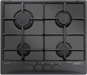Glem Gas Piano Cottura da Incasso 4 Fuochi a Gas Larghezza 59 cm Smaltato colore Nero - GT64NC