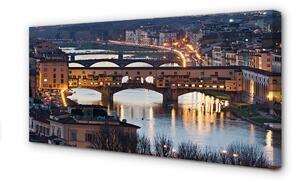 Quadro su tela Italia Bridges River Night 100x50 cm