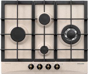 Glem Gas Piano cottura da incasso 4 fuochi a gas Larghezza 60 cm colore Sabbia - GT645HSA
