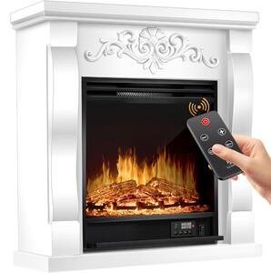 Camino elettrico da appoggio KESSER® - Camino elettrico con effetto fiamma 3D a LED, funzione di riscaldamento, potenza 1800 W, timer settimanale, termostato, telecomando, intensità regolabile