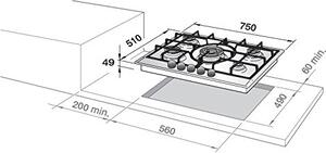 De Longhi Piano Cottura Incasso a Gas 4 Fuochi 75 cm colore Inox - NSL 475 X