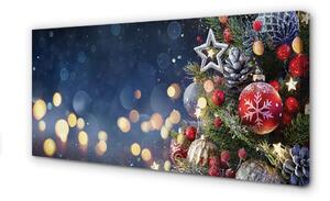 Foto quadro su tela Decorazioni di neve dell'albero di Natale 100x50 cm