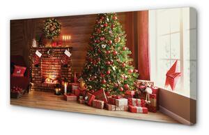 Quadro su tela Lampada per regali per alberi di Natale del camino 100x50 cm