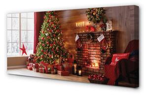 Quadro su tela Alberi di Natale regali decorazioni per camino 100x50 cm
