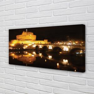 Stampa quadro su tela Rome River Bridges Night 100x50 cm