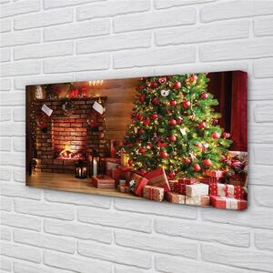 Stampa quadro su tela Lampada per regali per alberi di Natale del camino 100x50 cm