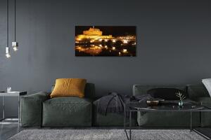 Stampa quadro su tela Rome River Bridges Night 100x50 cm