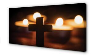 Quadro su tela Croce di candele 100x50 cm