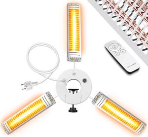 KESSER® Riscaldatore a infrarossi da 3000W per terrazza, ristorazione e gazebo. Riscaldatore a infrarossi in quarzo per esterni, ideale per terrazze, con telecomando e altezza regolabile. Perfetto per giardino e aree esterne
